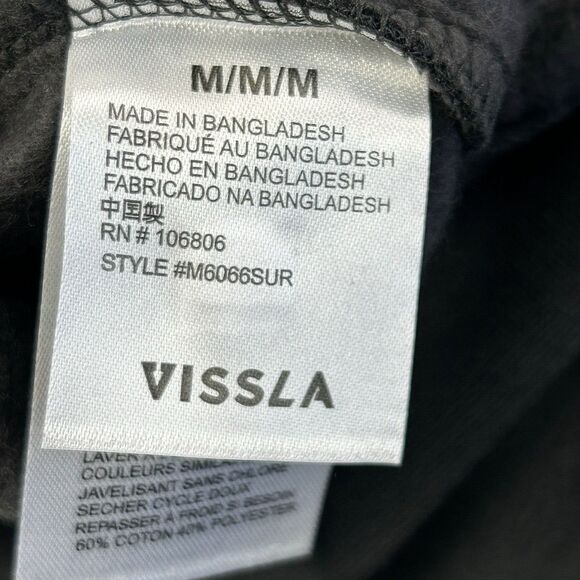 NEW VISSLA Surf Company Sweatshirt Men Medium Black Retro - Picture 6 of 9